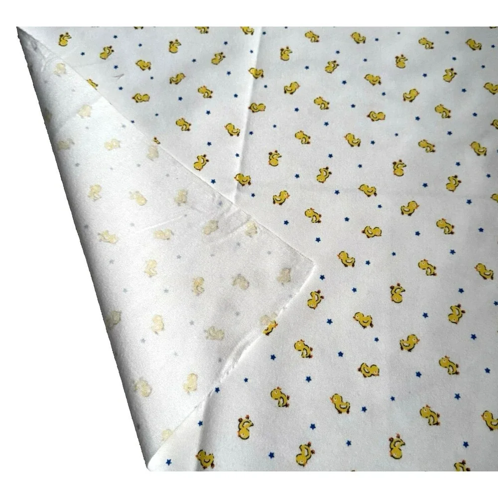 Vtg Mid-Century Childrens Novelty Print Flannel Fabric Ducks Ducklings 1yd x 36